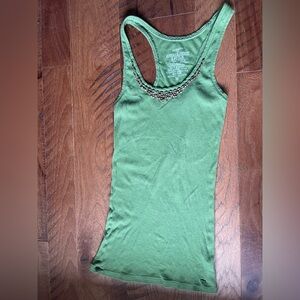 Y2K Vintage Abercrombie & Fitch Olive Beaded Tank Top